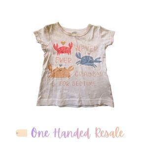 🦀 Carter's White Comfy Toddler Kids Pajama Top w/ Crab Design 2T